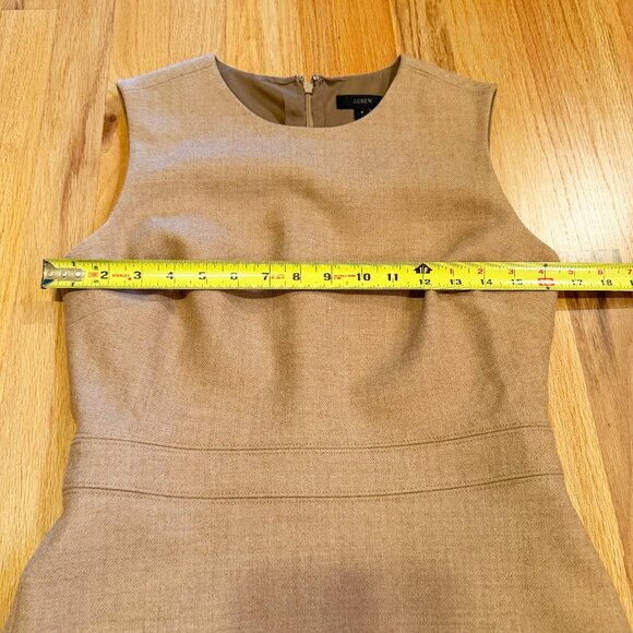J.Crew Camel Double Serge Wool Fit & Flare Dress Sleeveless Sz 6 - Picture 8 of 11